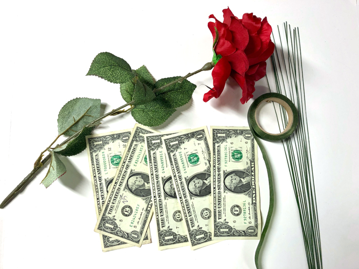 supplies needed to make paper money flowers