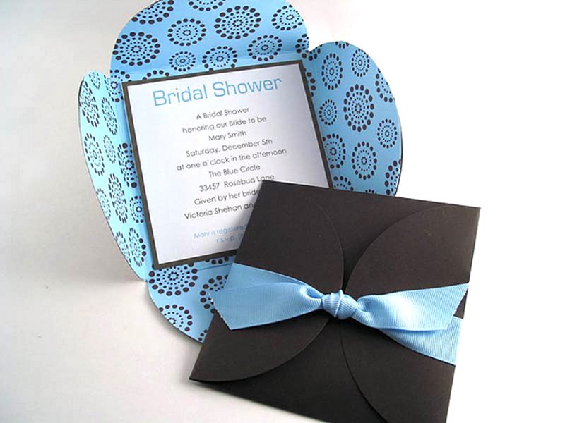 brown and blue petal pochette card