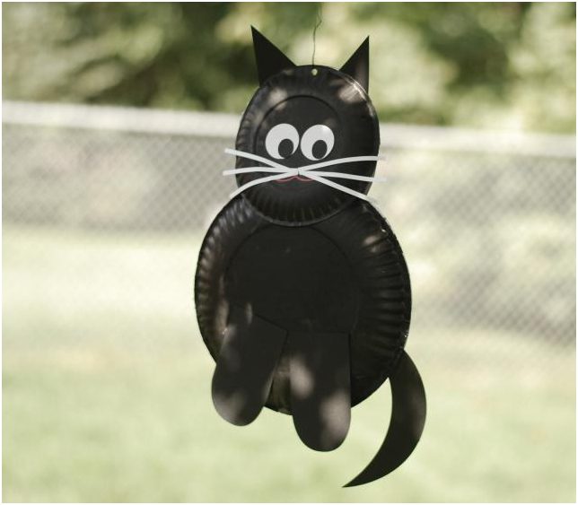 Halloween crafts paper plate cat