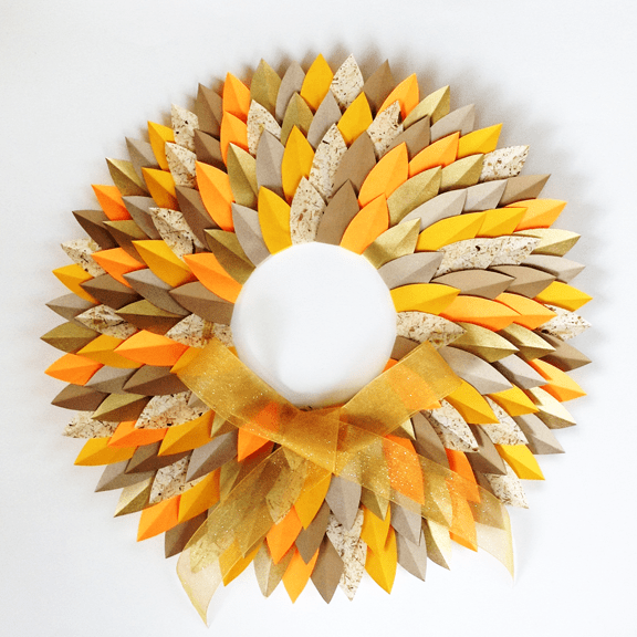 paper autumn leaf wreath