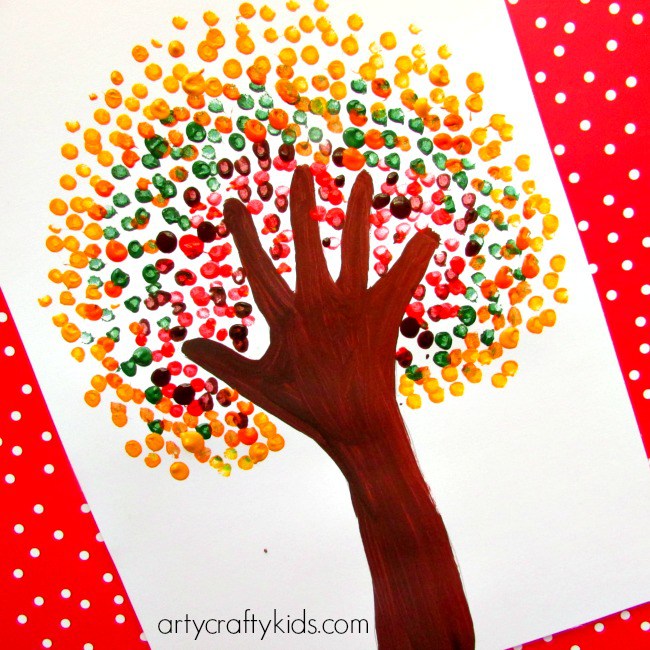 fall crafts for kids handprint autumn tree