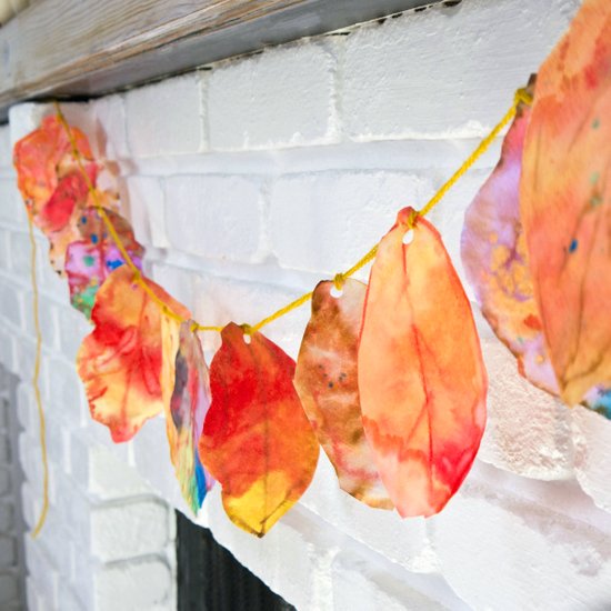 fall crafts for kids coffee filter leaf garland