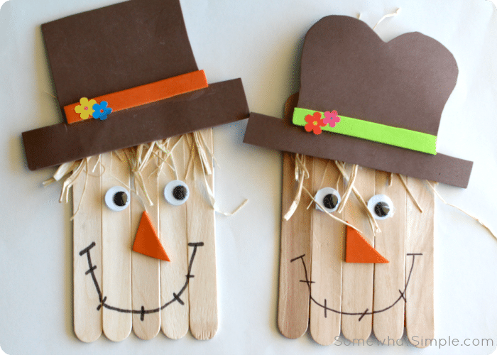 fall crafts for kids popsicle stick scarecrow crafts