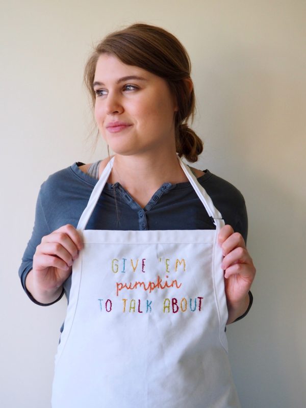 embroidered Thanksgiving apron