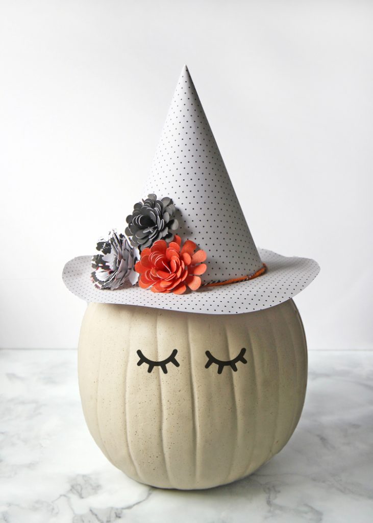 pumpkin with witch hat