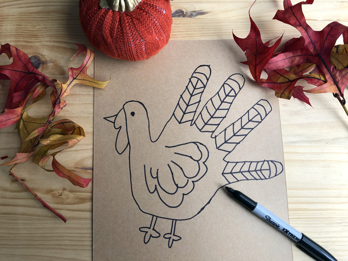 hand turkey with drawn details